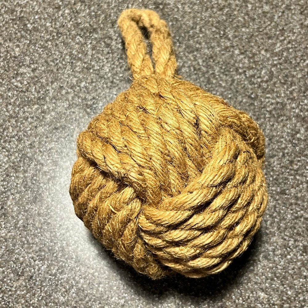 Nautical / Maritime / Sailor’s Monkey’s Fist Knot / Doorstopper Natural Jute - Picture 1 of 8